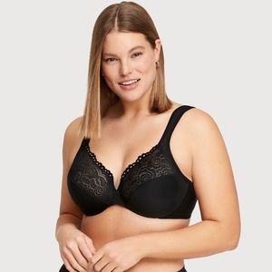 Glamorise Black WonderWire Lace Bra Size 46C